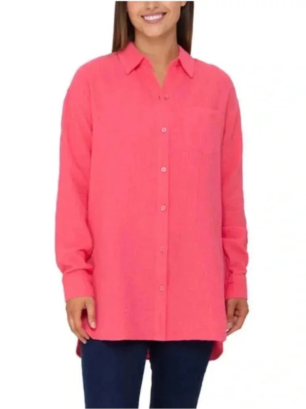 Rachel Roy Pink 100% Cotton Textured Button Up Shirt XXL